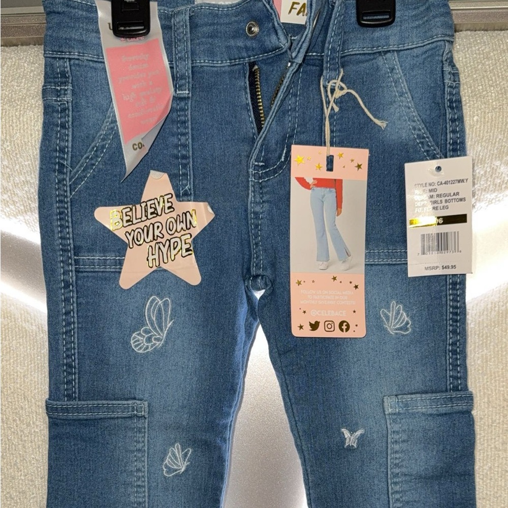 Classic Blue Denim Jeans with Faded Details